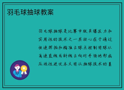 羽毛球抽球教案