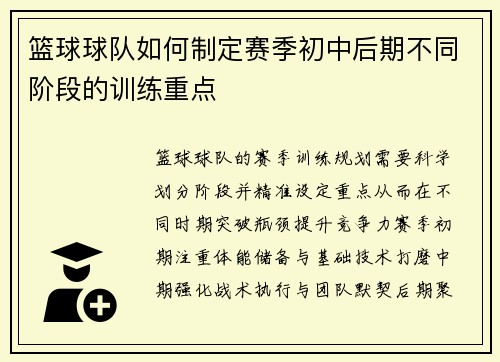 篮球球队如何制定赛季初中后期不同阶段的训练重点